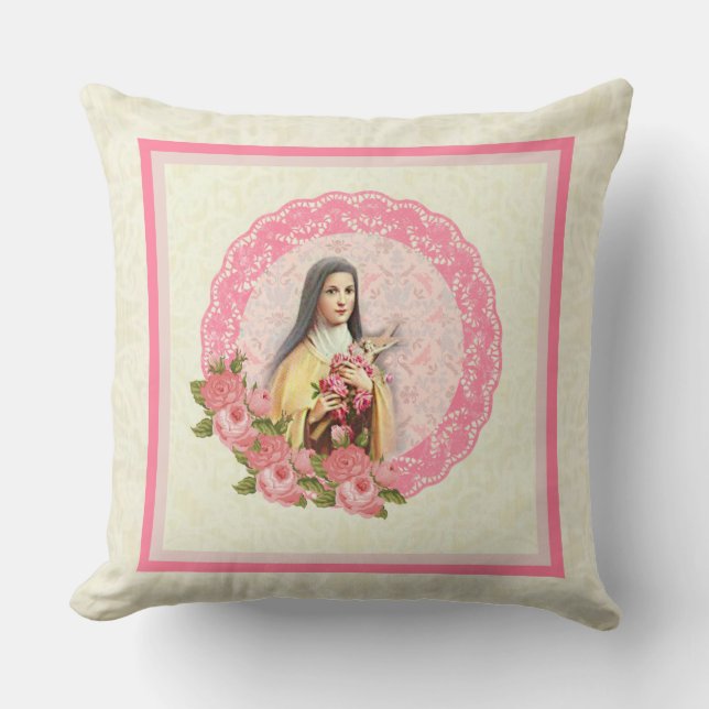 Coussin Crucifix rose de roses de St Therese (Recto)