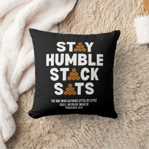 Coussin Crypto Bitcoin Investisseur RESTER HUMBLE PIED SAT