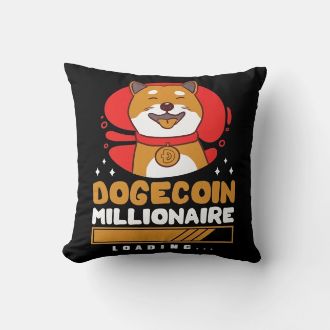 Coussin Crypto DogeCoin Millionaire Chargement (Recto)