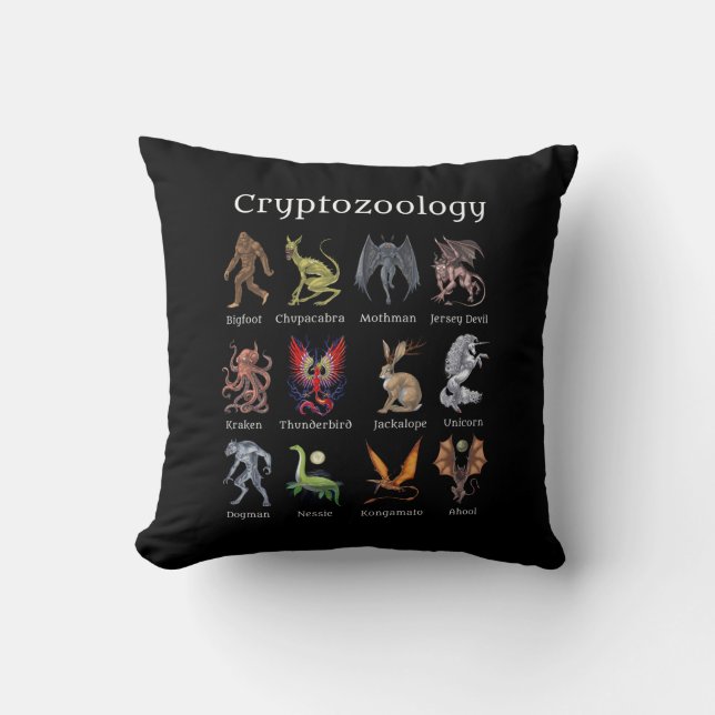 Coussin Cryptozoologie Cryptid Créatures (Recto)