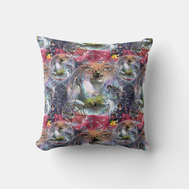 Coussin Crystal Ball Halloween sorcière (Recto)