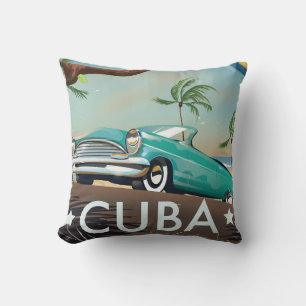 Coussin Cuba vintage rétro Impression de voyage
