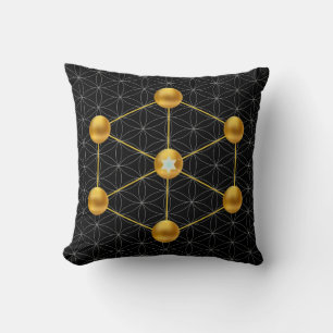 Coussin Cube de Métatron doré