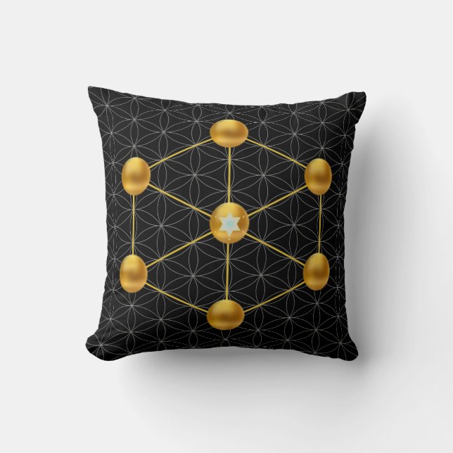 Coussin Cube de Metatron doré (Recto)
