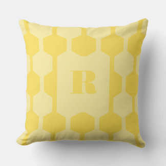 Coussin Cube Lines Dandelion Yellow Monogrammed Pillow
