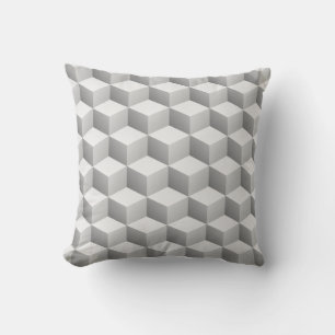 Coussin Cubes ombrés gris clair 3D