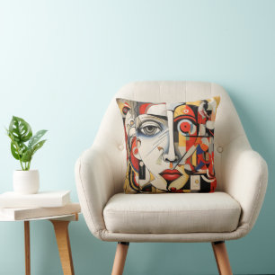 Coussin Cubisme Femme Art Abstrait