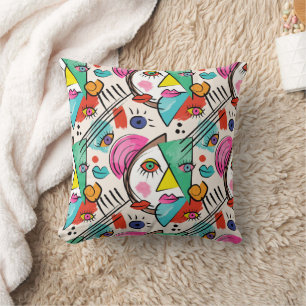 Coussin Cubisme moderne Abstrait Artsy Femme Visages