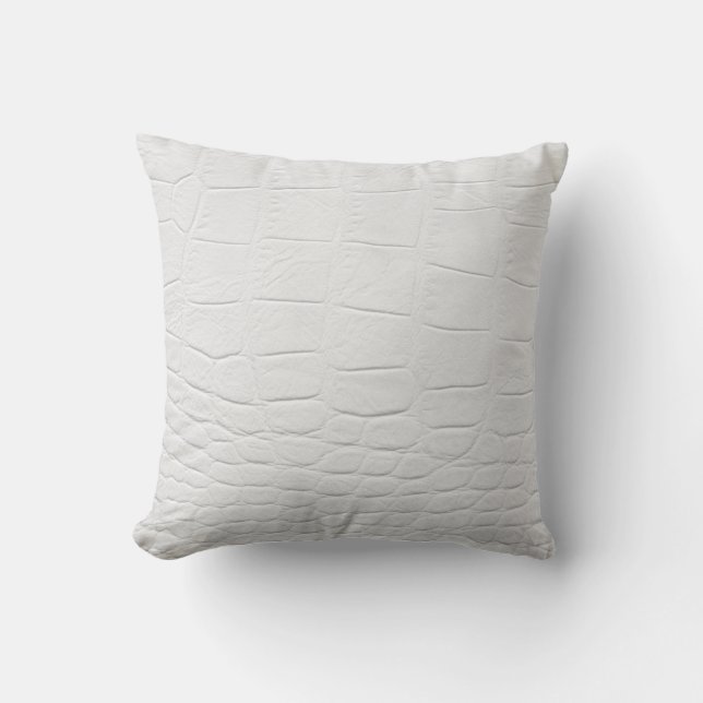 Coussin cuir blanc chic de crocodile (Recto)