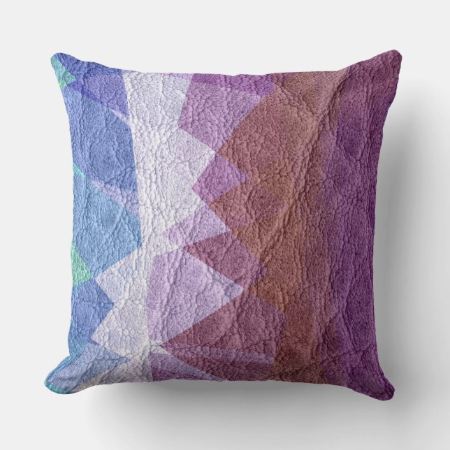 Coussin Cuir bleu et mauve (Recto)