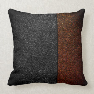 Coussin Cuir Brown et gris