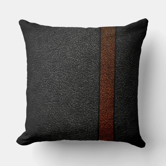 Coussin Cuir Brown et gris (Recto)
