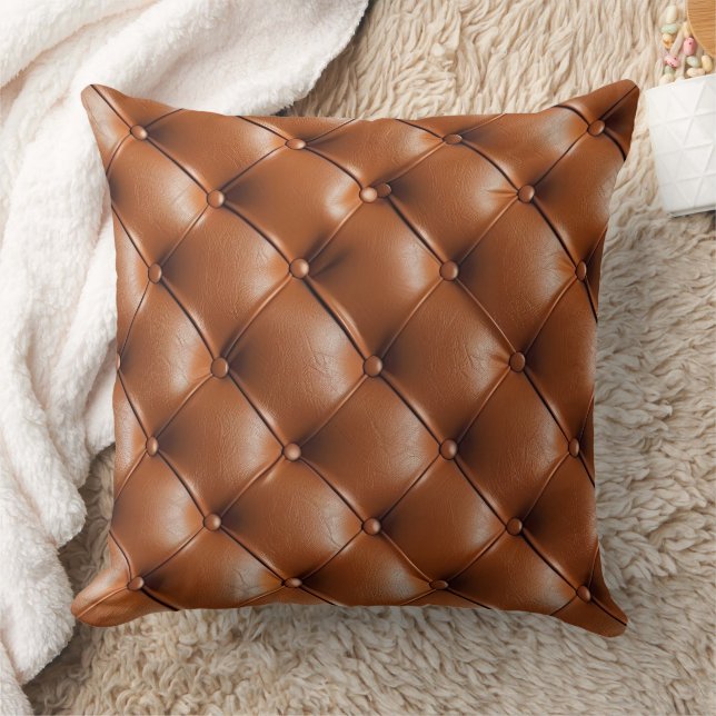 Coussin Cuir Brown Faux (look cuir) (Couverture)