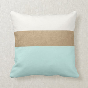 Coussin cuir de menthe et d'or de faux