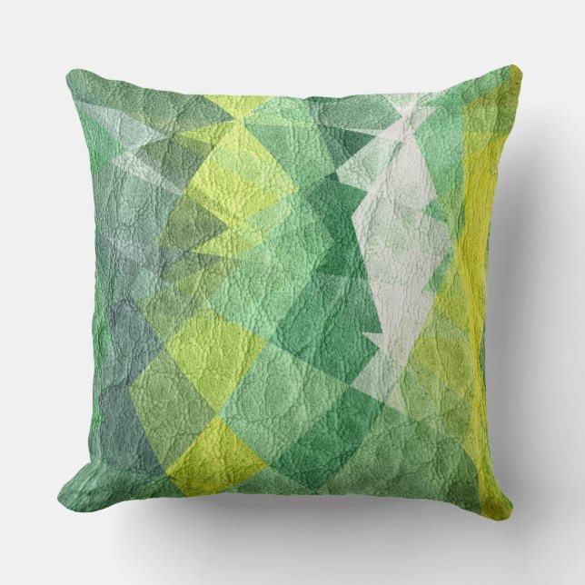 Coussin Cuir en mosaïque verte (Recto)
