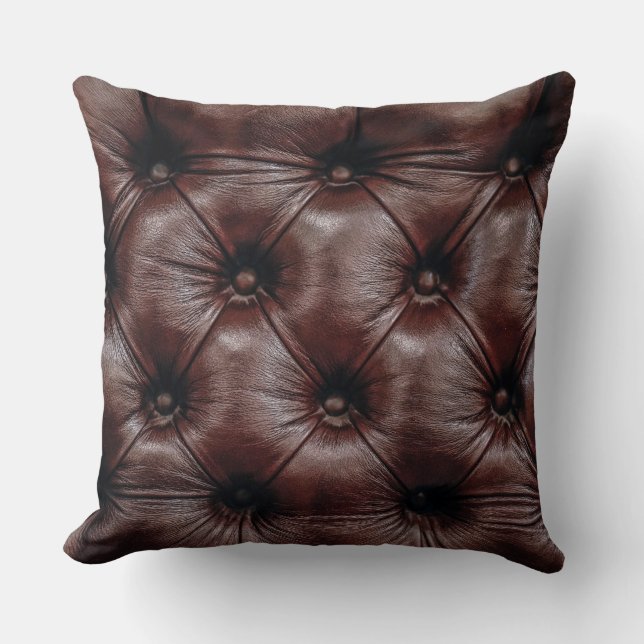 Coussin Cuir et boutons Brown Faux (pas de vrais boutons) (Recto)