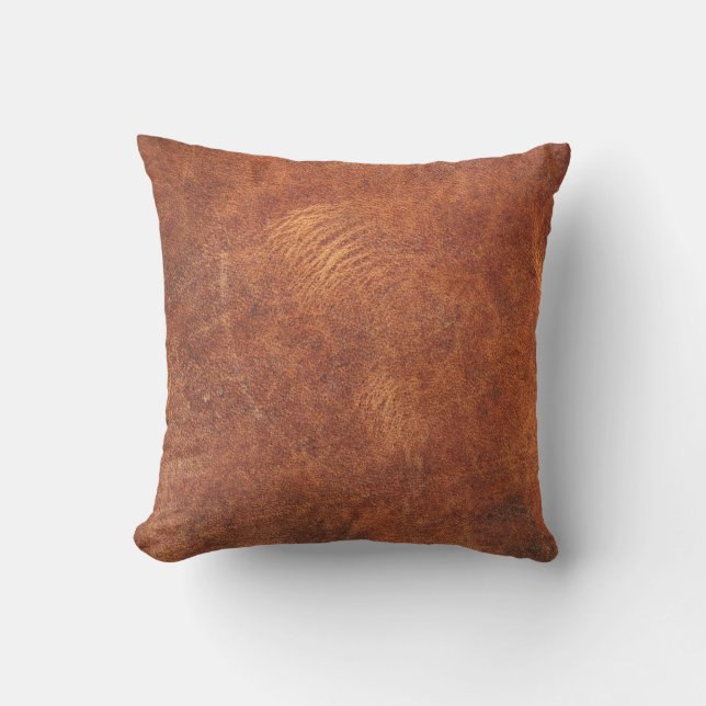 Coussin cuir marron abstrait texture fond cuir, t (Recto)