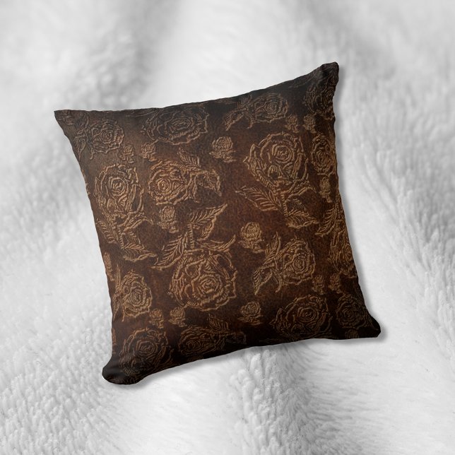 Coussin Cuir Rose Brown Faux Embossé (Créateur téléchargé)