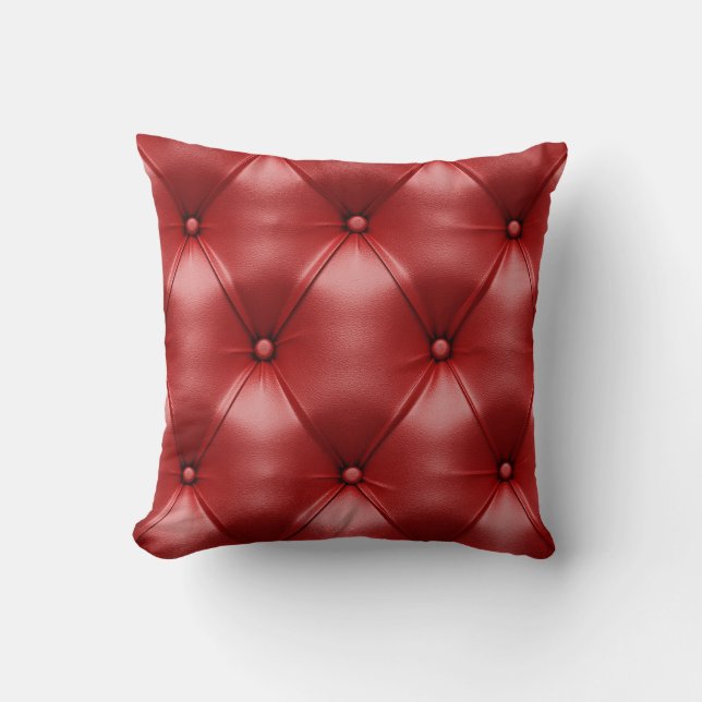 Coussin Cuir rouge : Élégance texturale sans joint (Recto)