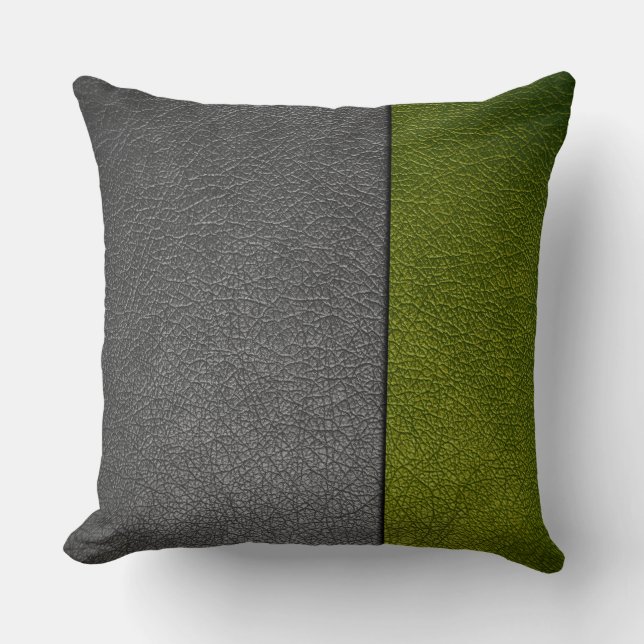 Coussin Cuir vert et gris (Recto)