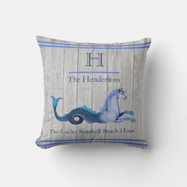 Coussin Cuisine marine Turquoise Cuisine côtière Bois gris (Recto)