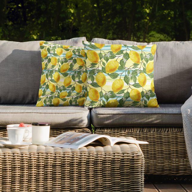 Coussin Cuisine méditerranéenne Motif d'art du citron d'ét (Créateur téléchargé)