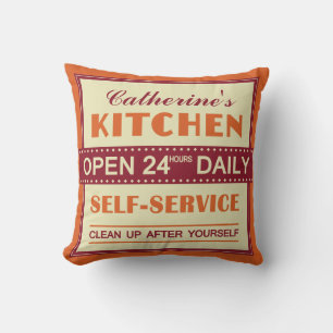 Coussin Cuisine - nom sur mesure - jetez l'oreiller
