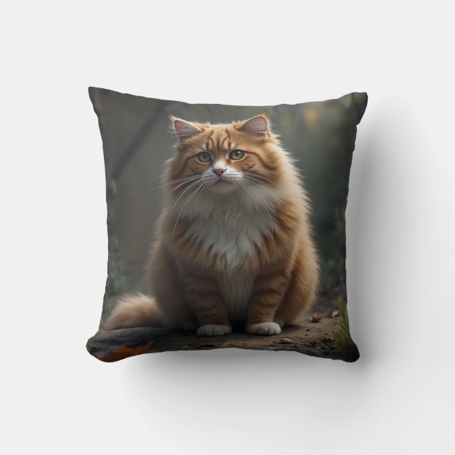 Coussin Cuisine norvégienne réaliste de chats de forêt (Recto)