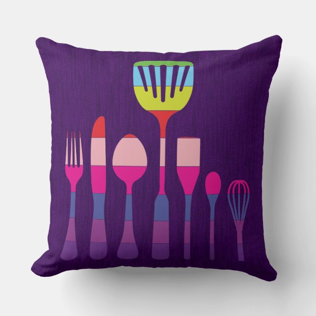 Coussin Cuisine rétro Arrière - plan violet Cuisine #4 (Recto)