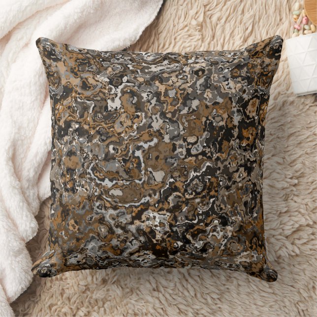 Coussin Cuivre et argent Marbré abstrait (Couverture)