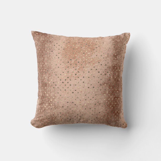 Coussin Cuivre Grungy Rose or Pois métalliques (Recto)