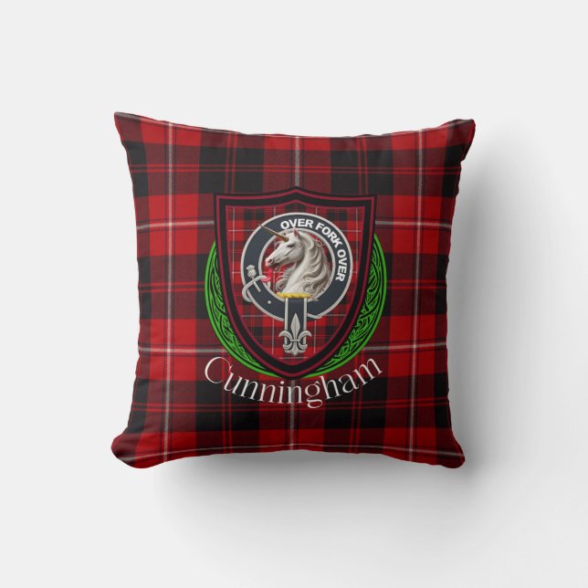 Coussin Cunningham Scottish Clan Tartan & Crest (Recto)