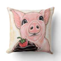 Cupcake Piggy Throw Pillow