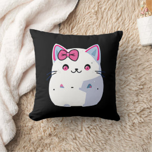 Coussin Cupide chaton blanc Kitty avec botte rose