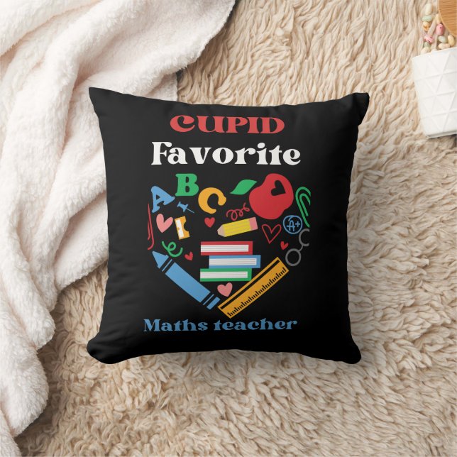Coussin Cupidé jour de valentines d'enseignant de maths fa (Couverture)