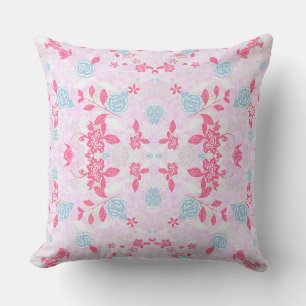 Coussin Curieux motif floral pastel coloré