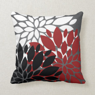 Coussin Cushion blanc gris-rouge