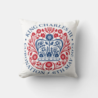 Coussin Cushion Carré de l'Emblème du Roi Charles III