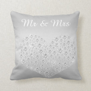 Coussin CUSHION DE COEUR DE DIAMONDE D'ARGENT MARIAGE arge