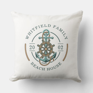 Coussin Custom Beach House Ancre Bateau Roue nautique