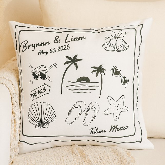 Coussin Custom Beach Wedding Pillow Cover – Personalized (Créateur téléchargé)