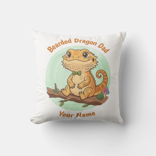 Coussin Custom Bearded Dragon Dad Throw Pillow (Recto)