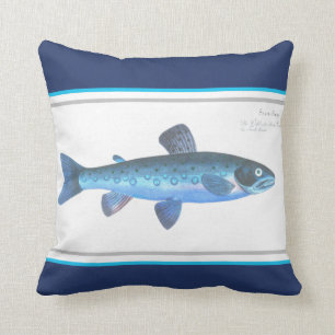 Coussin Custom Blue Fish Modern Coastal Navy Turquoise