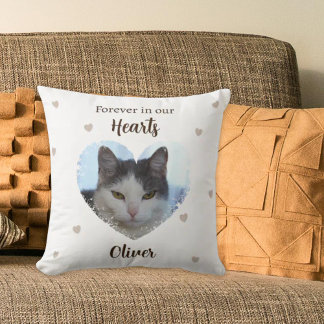 Coussin Custom Cat Forever in Our Hearts Throw Pillow