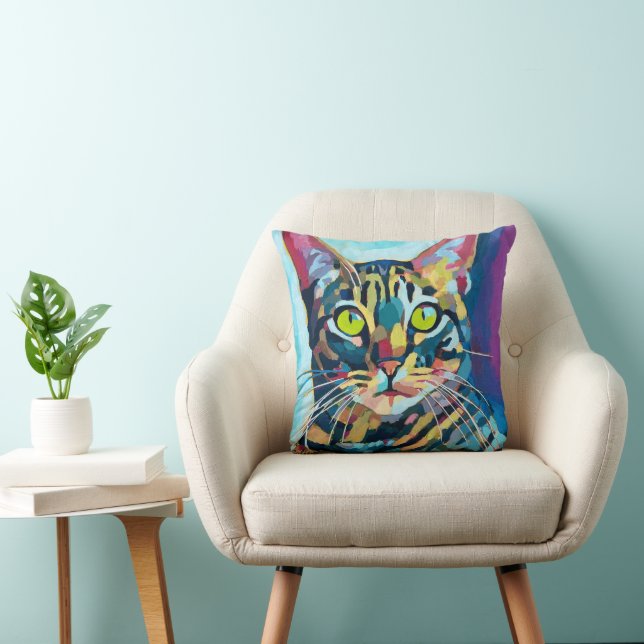 Coussin Custom Cat Portrait Painting -Forever Loved Pet (Chaise)