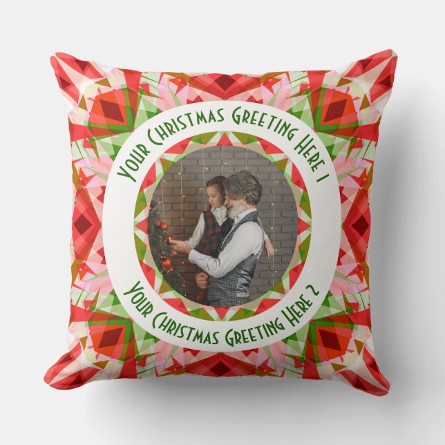 Coussin Custom Christmas Star Jolly Red Fun Photo Grey (Recto)