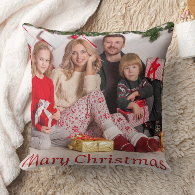Coussin Custom Double-Sided Family Photo Christmas gift (Couverture)