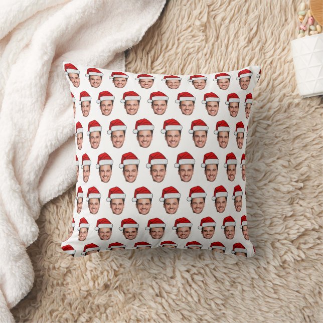Coussin Custom Face Photo Santa Hat Christmas (Couverture)
