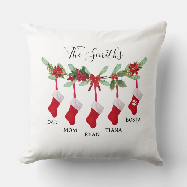 Coussin Custom Family Christmas Stocking Throw Pillow (Recto)