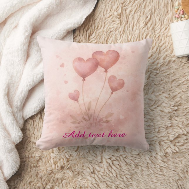 Coussin Custom Heart Balloon Throw Pillow (Couverture)